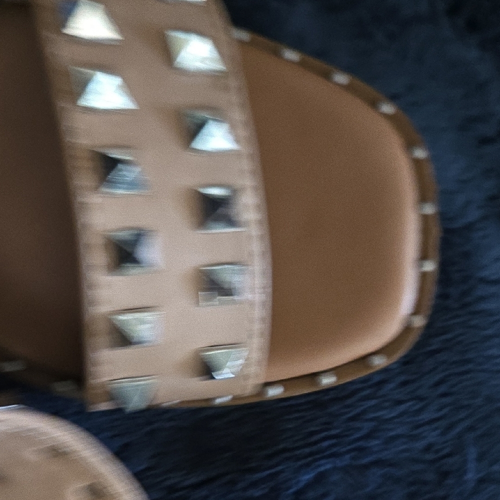 Steve Madden Tan Studded Slide Sandals - Picture 11 of 16